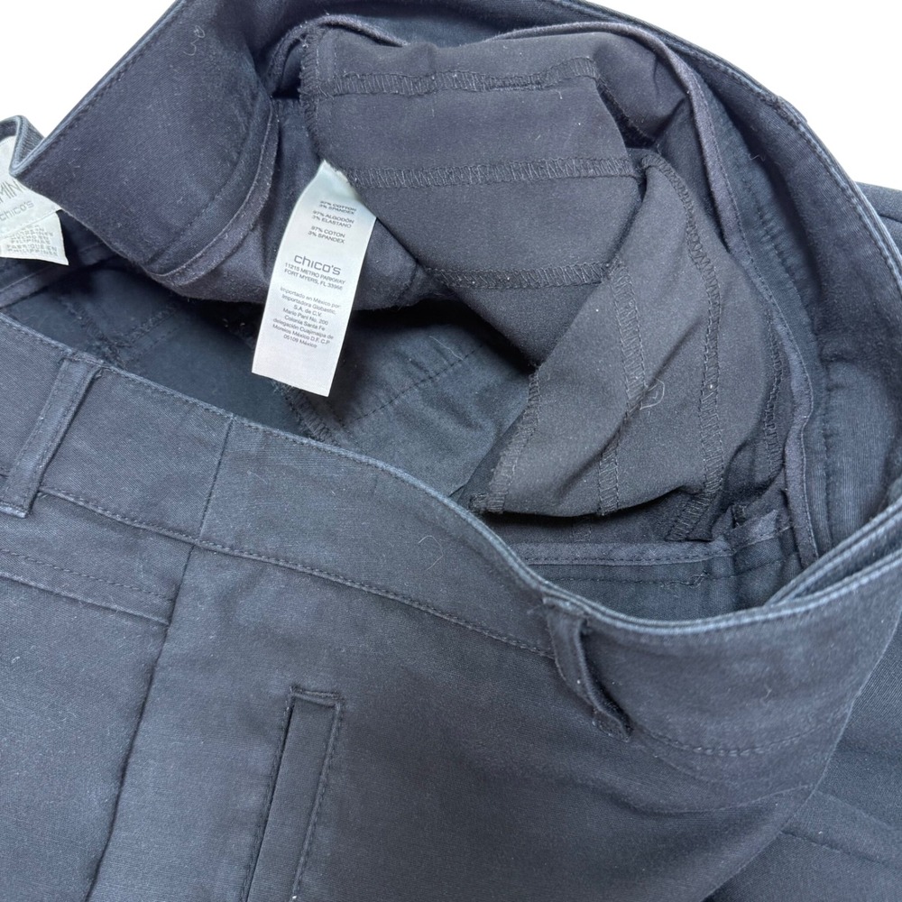 Chico's So Slimming Crop Pants Size 2 Black Stretch Tapered Trousers Office Chic - Picture 4 of 7